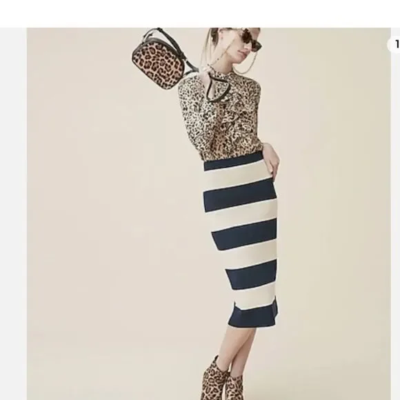 J.Crew Sweater midi length pencil skirt in rugby stripe - Picture 5 of 7